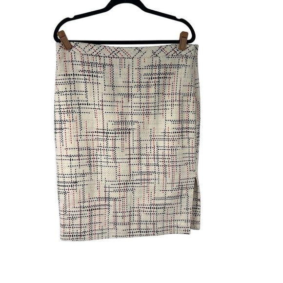 Banana Republic White Red Blue Tweed Pencil Skirt Sz 12 - Picture 1 of 7